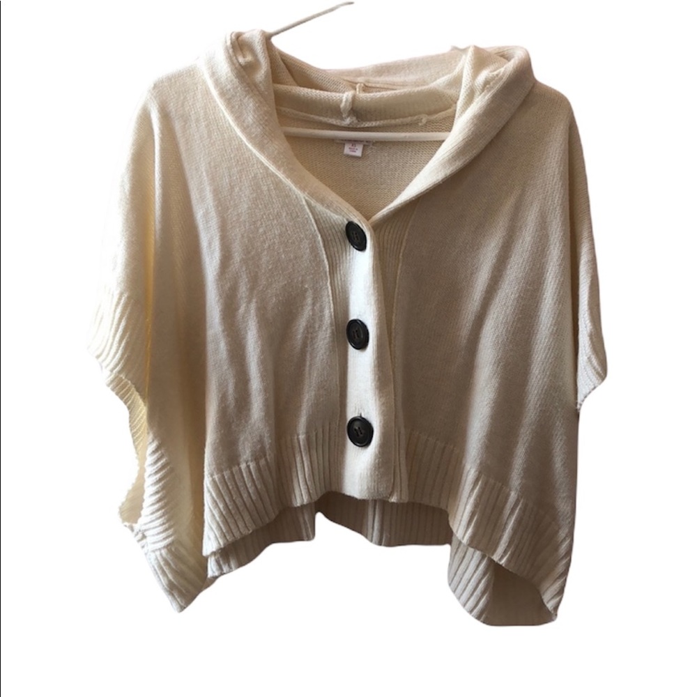 Xhilaration Creme Button Up Cardigan with Hood Crop Top Style